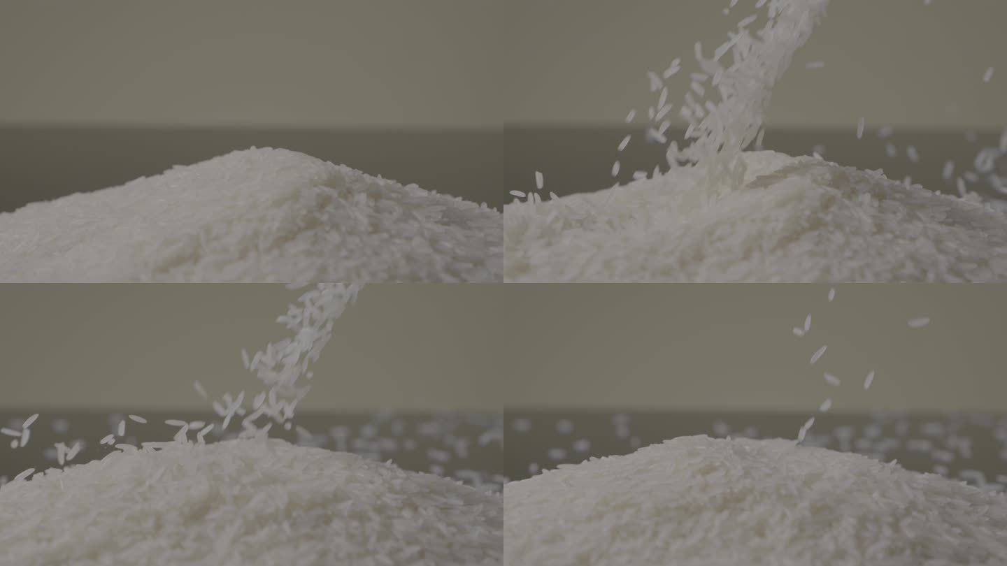 大米米饭掉落空中撒落食品拍摄
