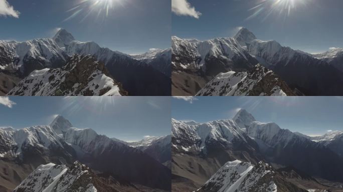 贡嘎雪山山峰航拍