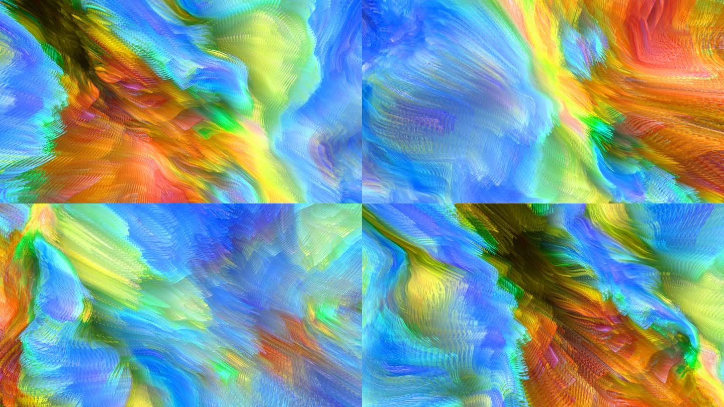 4K抽象背景炫彩波浪流动艺术6872