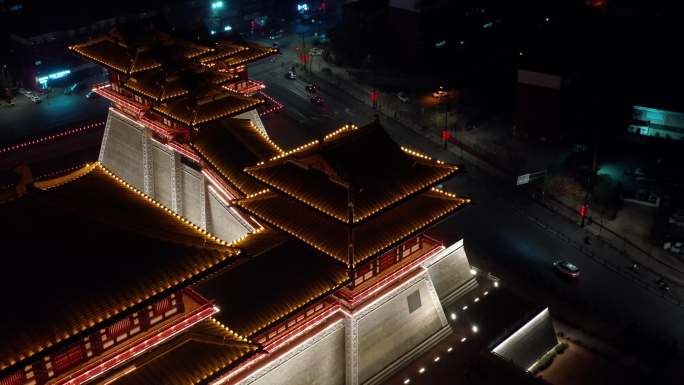 洛阳应天门城楼航拍夜景