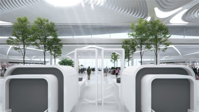 候机大厅，机场安检口CG制作。