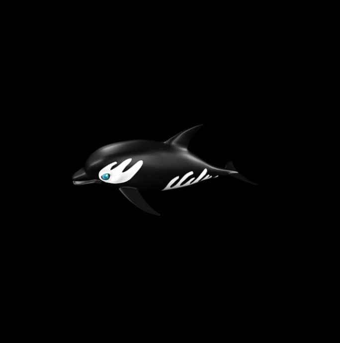 黑白海豚游戏游泳动作带通道三维动画卡通
