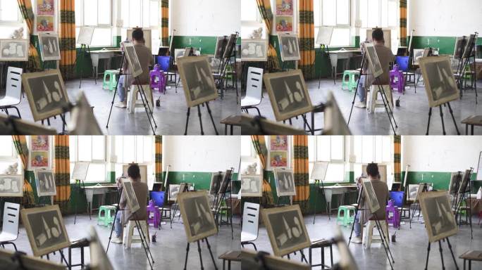 视觉艺术 美术作品 画画的学生 校园