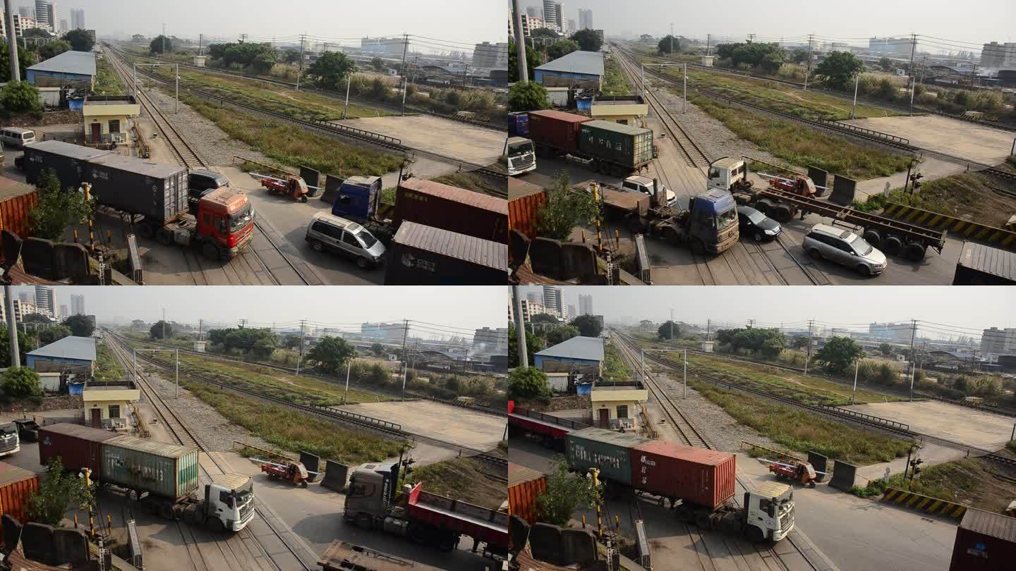 广西防城港货运码头的货运车辆繁忙中