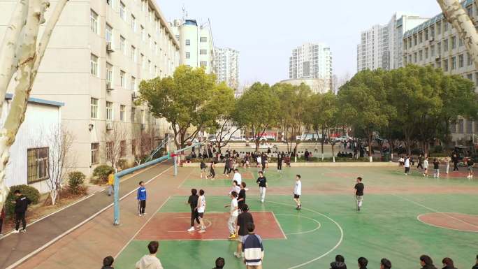 4K实拍 校园学生打球玩耍 篮球赛