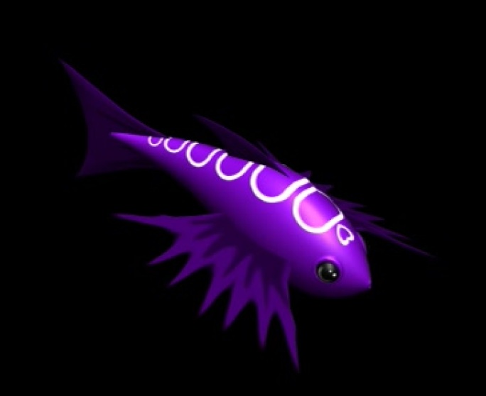 紫色小丑鱼游戏怪物游泳动作带通道三维动画