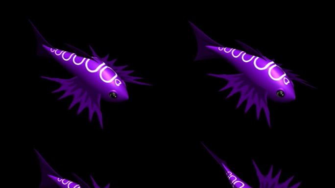 紫色小丑鱼游戏怪物游泳动作带通道三维动画