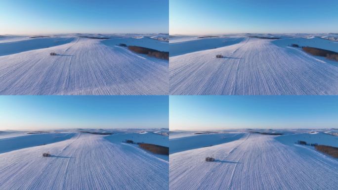 航拍东北雪域雪原田野风光