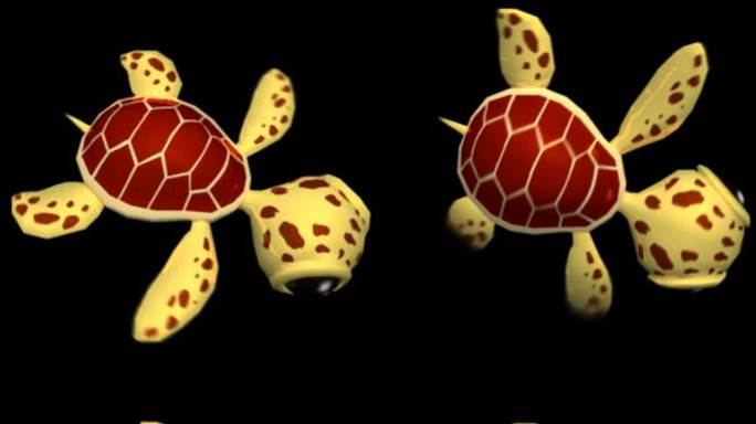 小海龟游戏怪物游泳动作带通道三维动画卡通