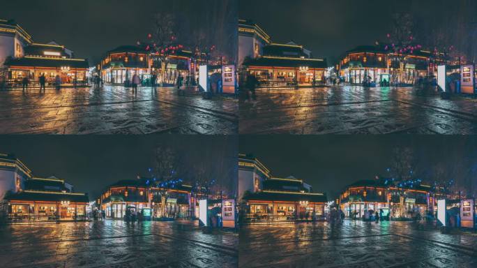 南京老门东夜景人流延时摄影