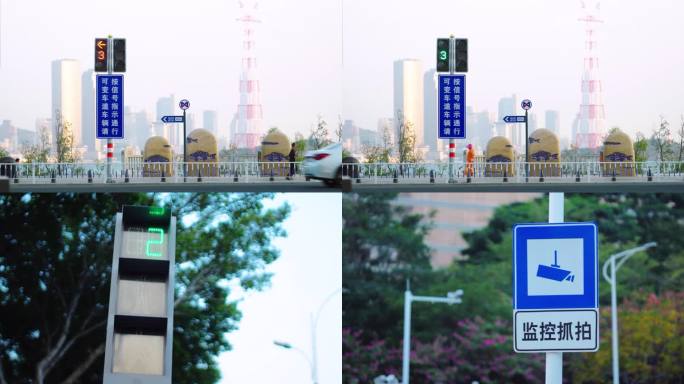 红绿灯读数及路上的各种交通指示牌