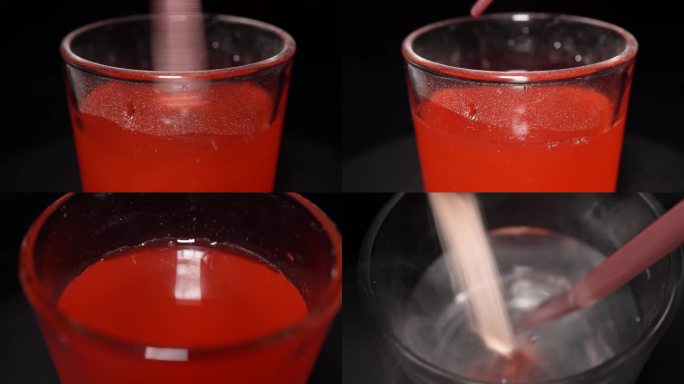 【镜头合集】草莓果汁樱桃果汁玻璃杯清水冲