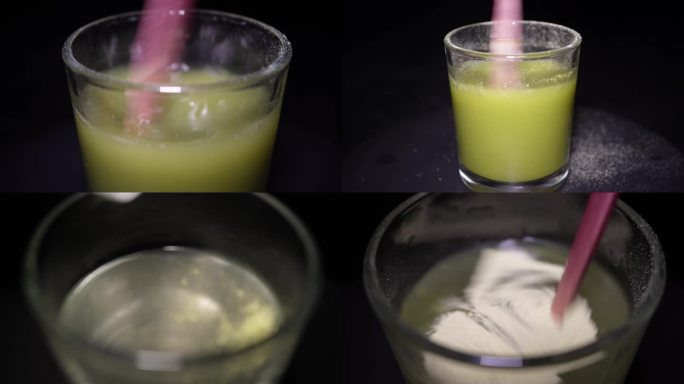 【镜头合集】菠萝果汁柠檬果汁粉玻璃冲泡