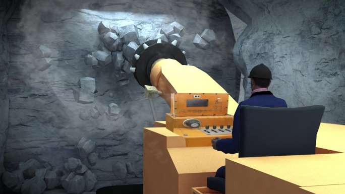 井下矸石钻采三维动画有音效1080p