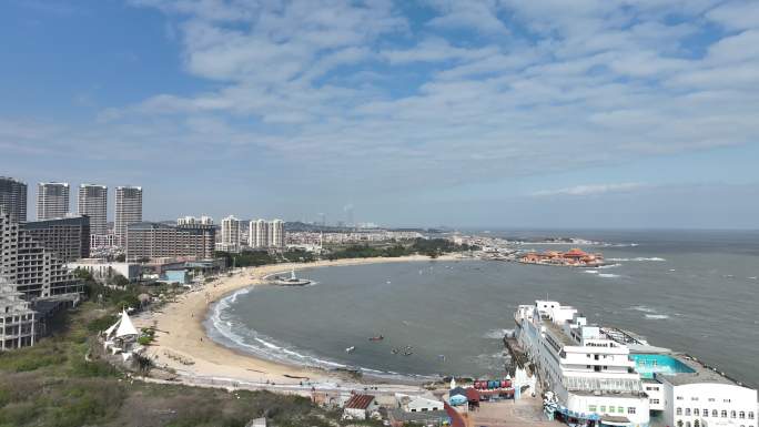 石狮黄金海岸航拍海洋世界海边建筑旅游景点