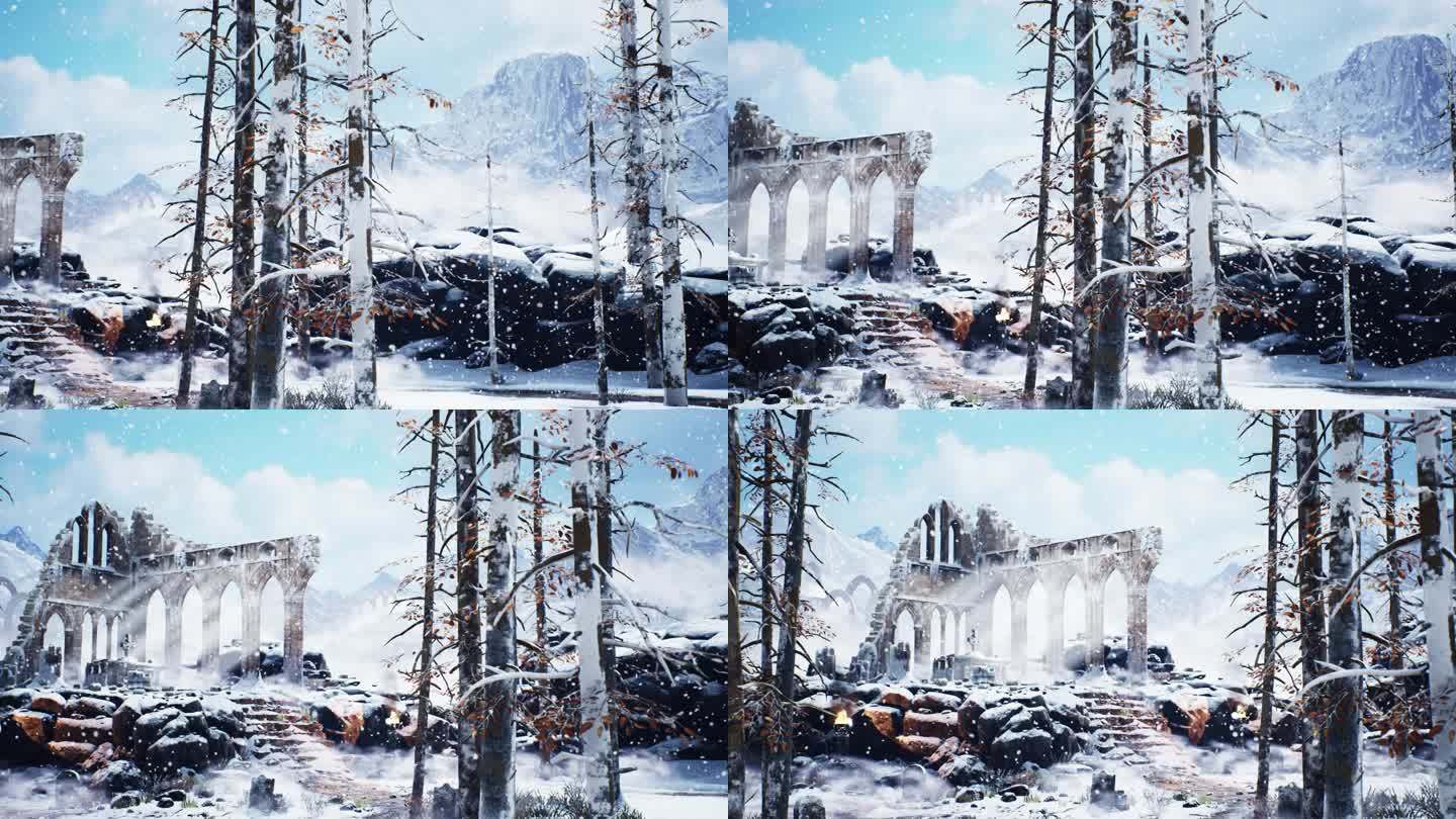 雪中古堡废墟