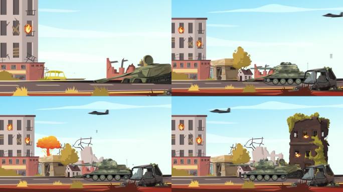 卡通军事MG-—飞机坦克动画