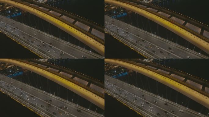 上海 卢浦大桥 航拍 空镜头 城市夜景