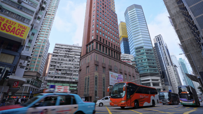 香港城市人流 车流 商业街空镜延时
