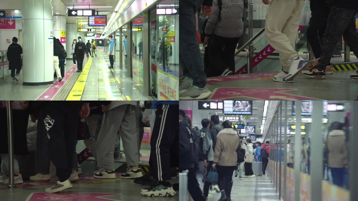 地铁站上下班高峰人流延时摄影