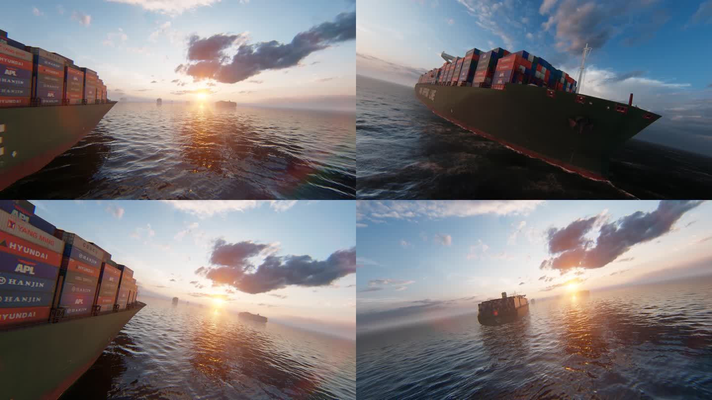 4K货轮大海航行一带一路