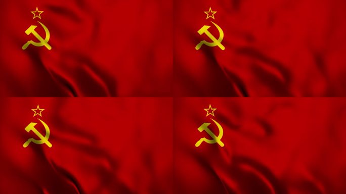 4K苏联工农旗帜飘动