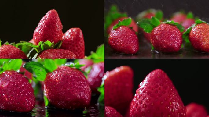 草莓园摘草莓-新鲜草莓特写
