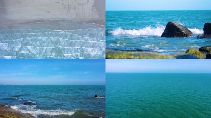 海浪升格慢镜头海浪拍打沙滩旅拍素材小清新