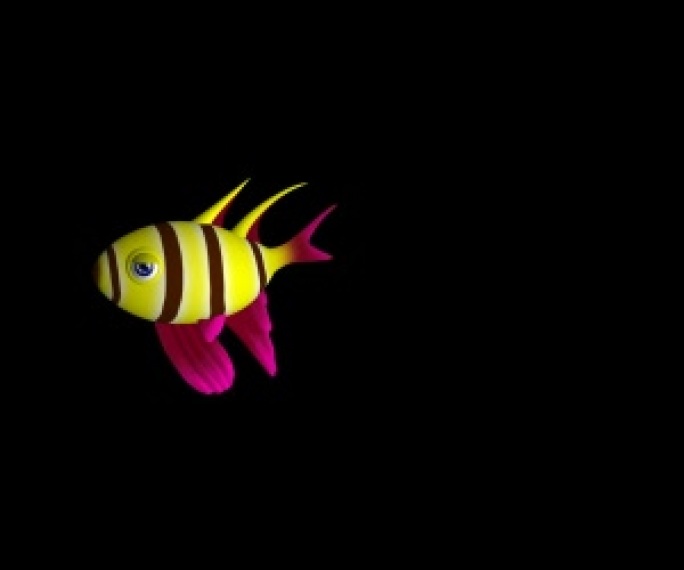 游戏鱼小丑鱼游泳动作带通道三维动画素材