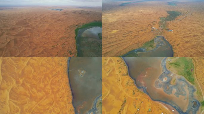 腾格里沙漠绿洲五湖穿越4K航拍