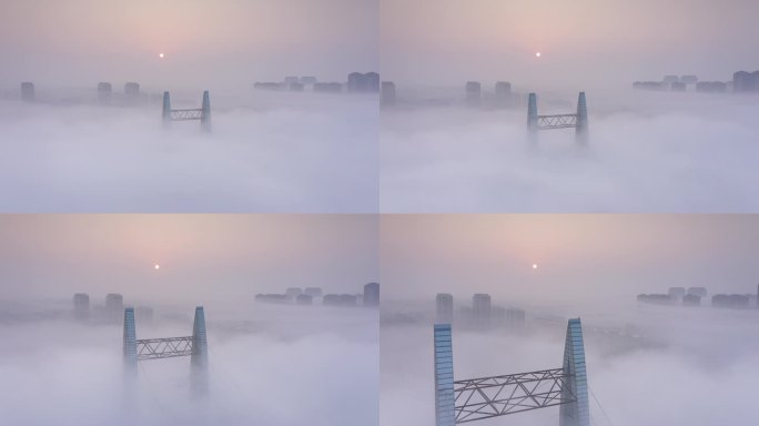 大雾城市日出