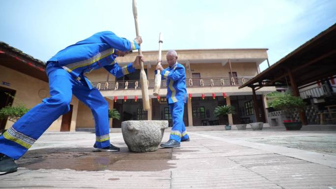 打糍粑乡村生活民俗民风农家乐非遗文化