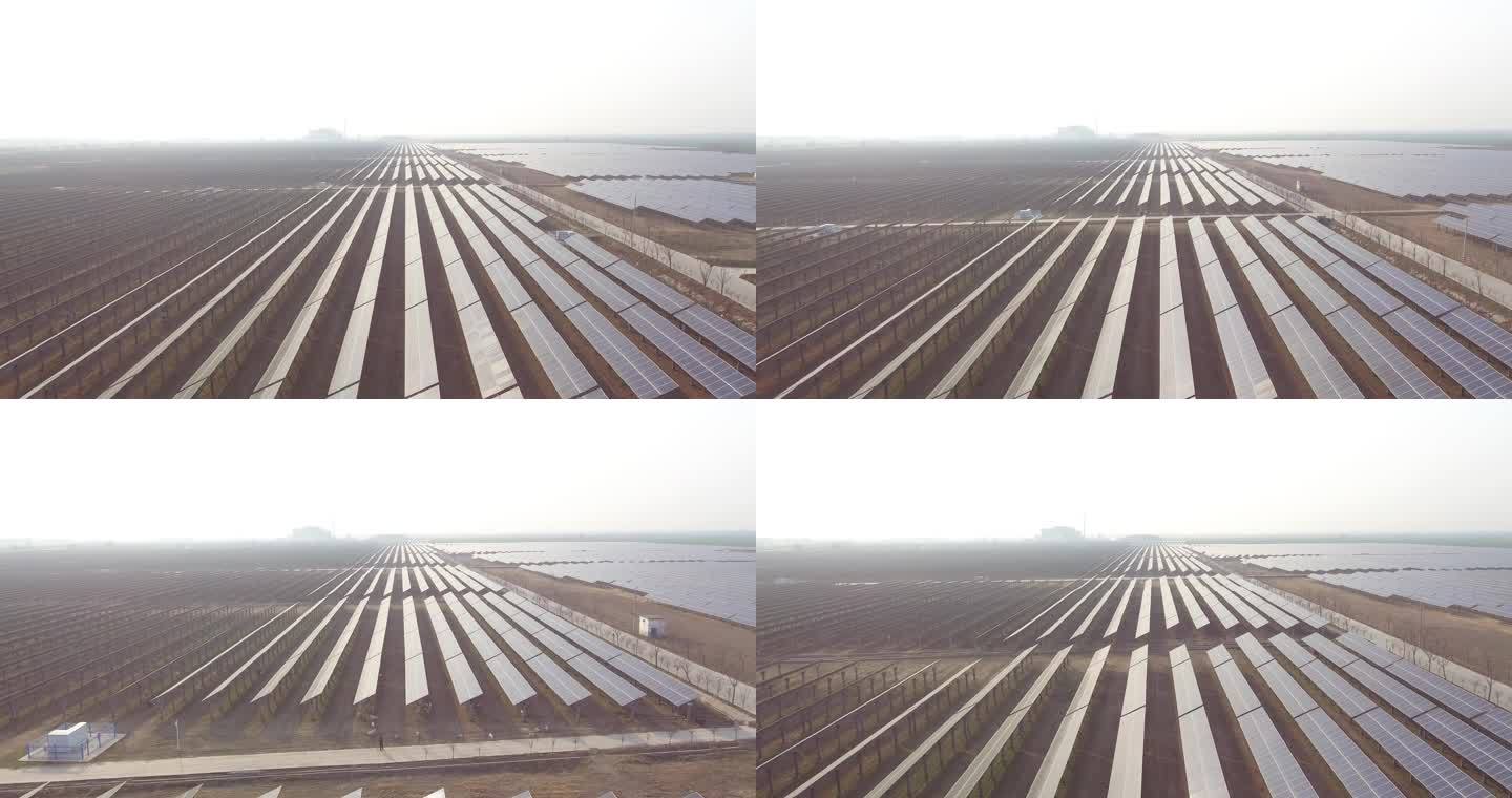 航拍大型光伏发电基地太阳能新能源发电5