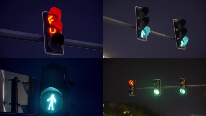 广州最新红绿灯人行道夜景合集