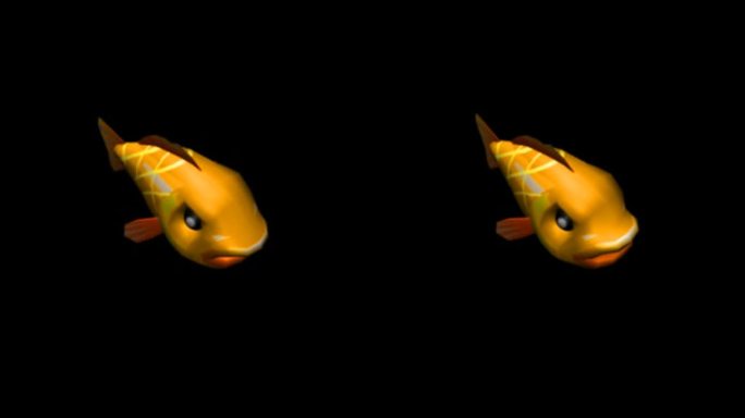 黄色小丑鱼游泳动作游戏怪物带通道三维卡通