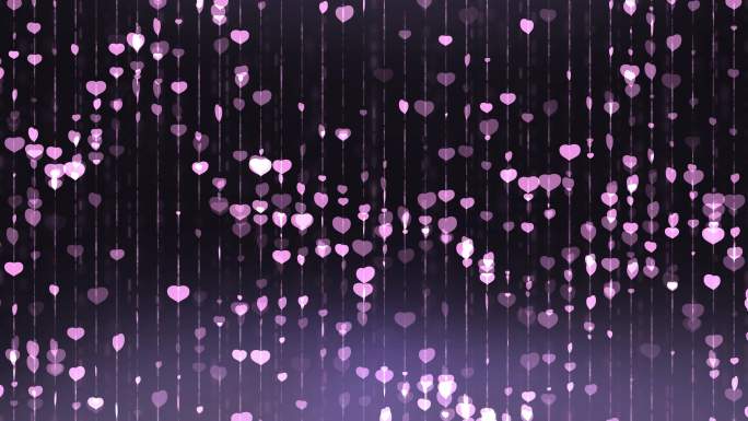 紫色爱心旋转粒子线下落2334
