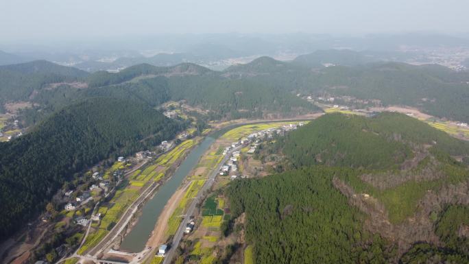 四川省绵阳市三台县三元镇油菜花景观航拍