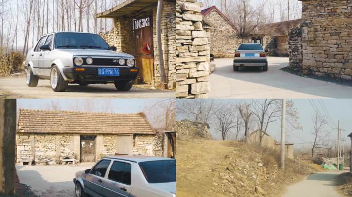 4K 80年 90年年代 汽车行驶在农村
