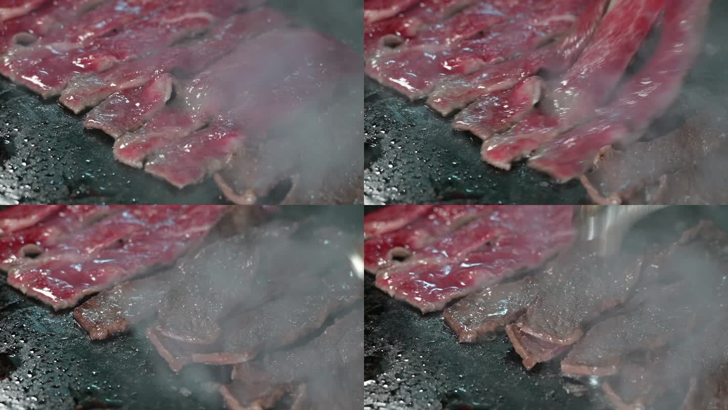 大石板烤肉实拍视频
