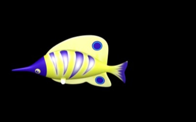 游戏鱼小丑鱼游泳动作带通道三维动画卡通