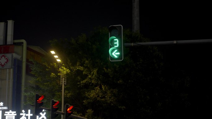广州最新红绿灯人行道过马路夜景