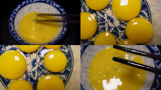 镜头合集搅打蛋液鹌鹑蛋磕鸡蛋(3)