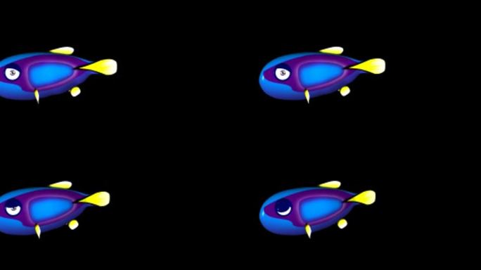 游戏鱼小丑鱼游泳动作带通道三维动画卡通