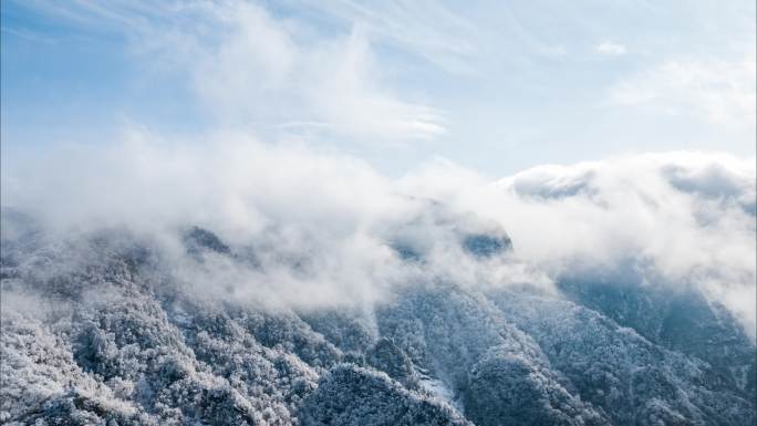 4k西安秦岭山脉冰雪云海空镜素材