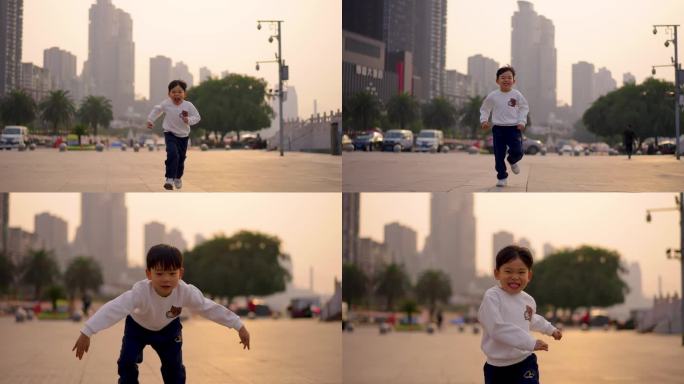 小孩奔跑升格拍摄