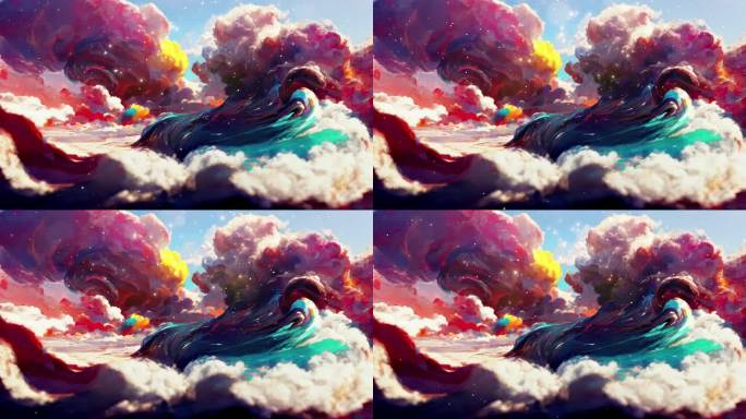 4K 云朵 彩色 抽象 扭曲