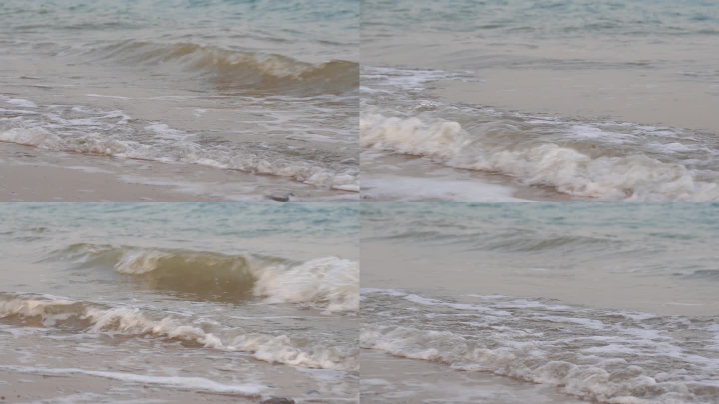 浪花特写海浪海水冲击沙滩浪花泡沫