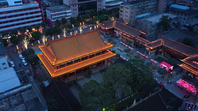 成都温江文庙古建筑夜景