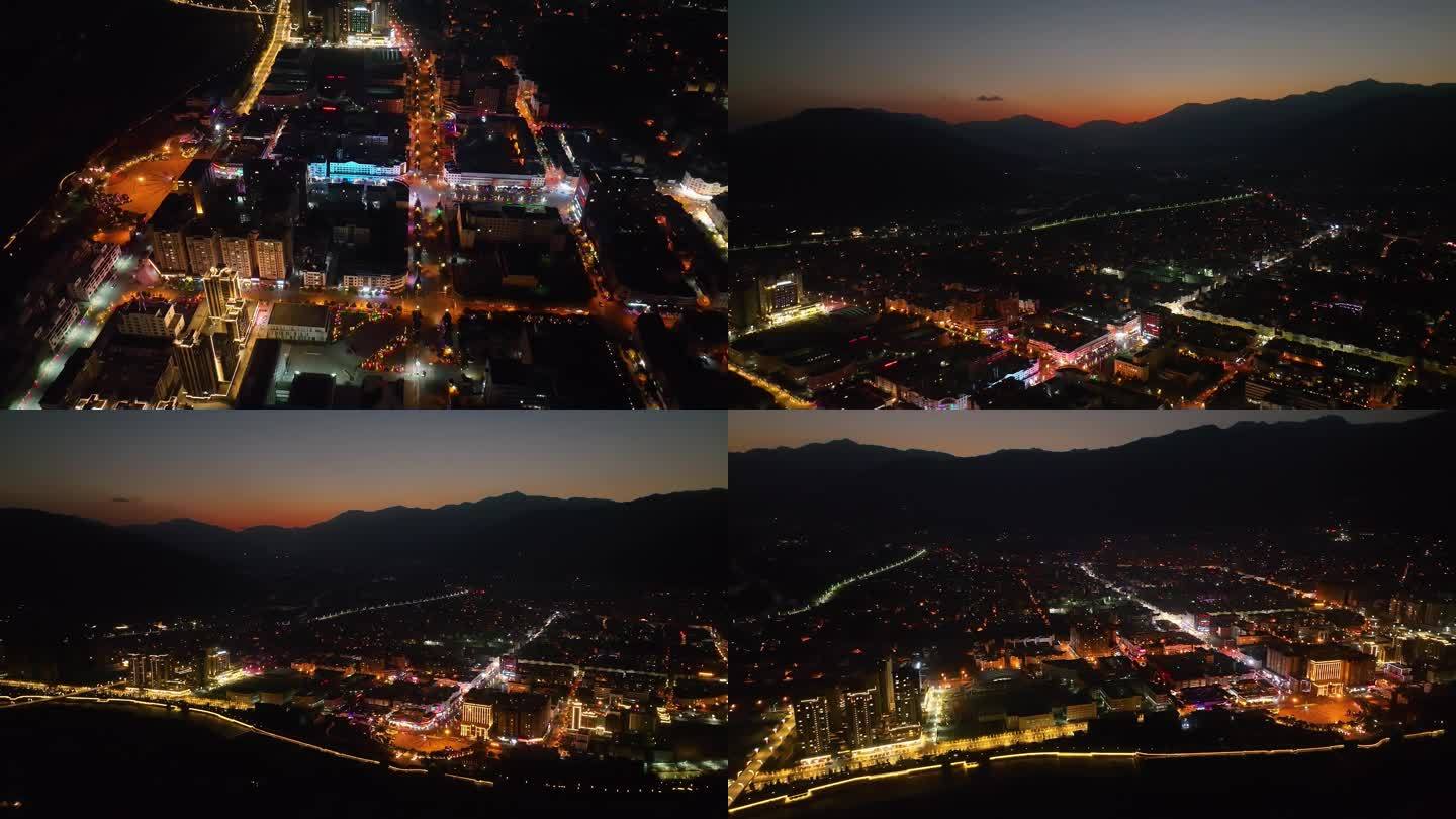 四川冕宁县城夜景航拍4K