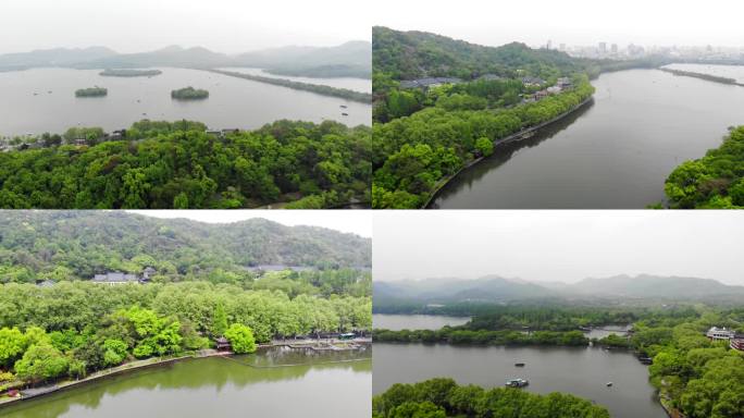 雨中西湖航拍